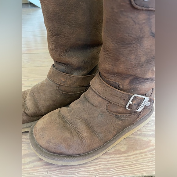 UGG Kensington Brown Leather Boots with Shearling Lining - Size 6 - Picture 5 of 14